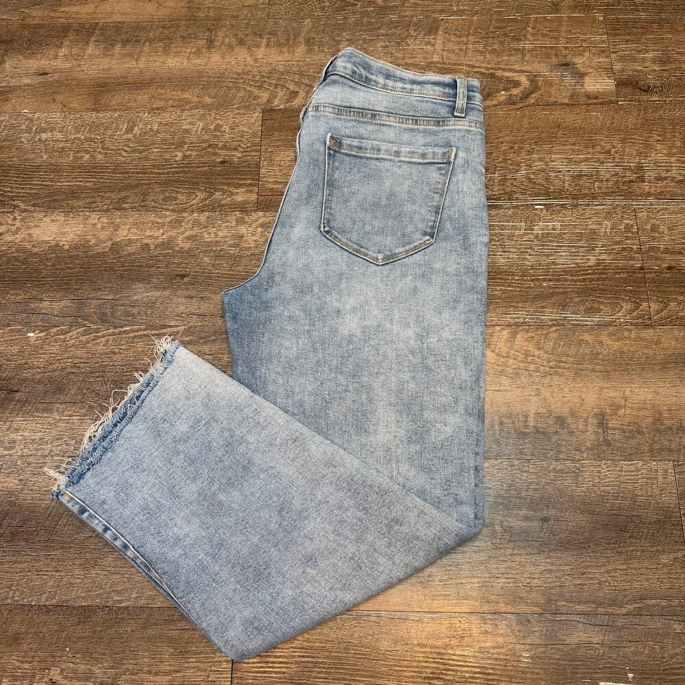 Kensie Jeans The Allie High Rise Slim Straight Light Wash Raw Hem 12/31